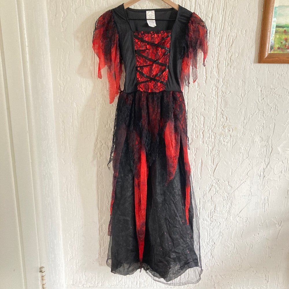 Halloween Black And Red Witch Costume Dress Size Large Size 10 / 12